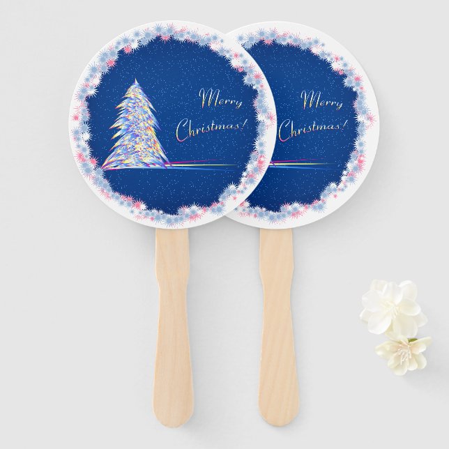 Christmas Tree Hand Fan (Front and Back)