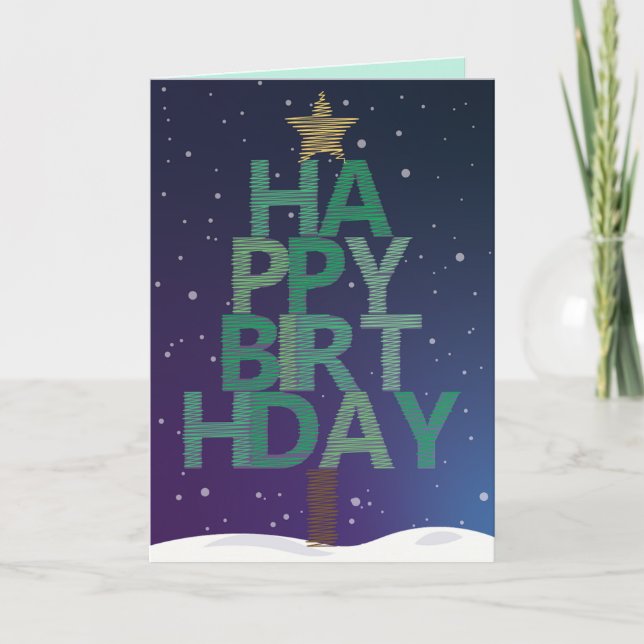 Christmas Tree Happy Birthday Card (Front)