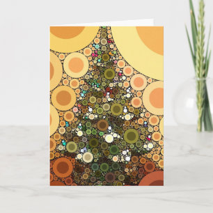 Christmas Tree Happy Holidays Circle Mosaic Holiday Card