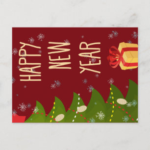 Christmas Tree Happy New Year Postcard