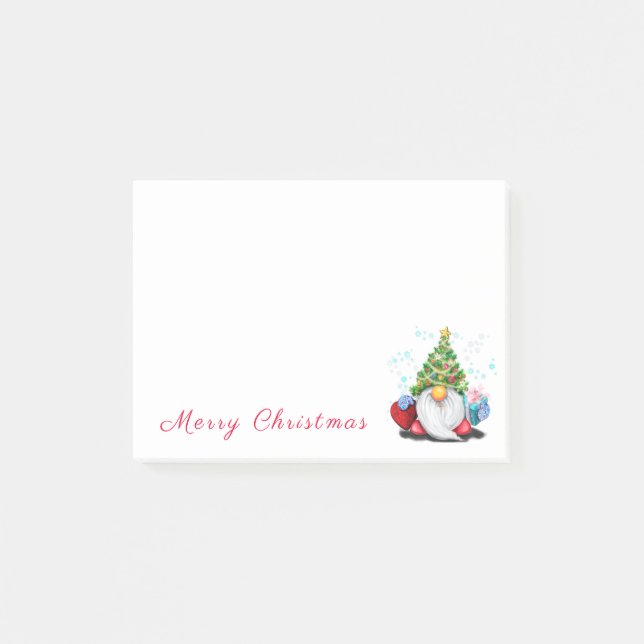 Christmas Tree Hat Gnome with Gift Sticky Notes (Front)