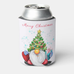 Christmas Tree Hat Gnome with Gifts Can Cooler