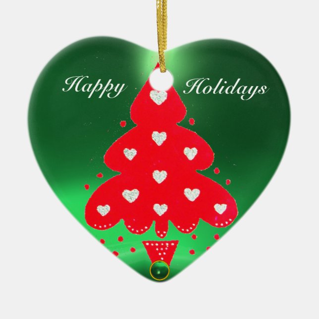 CHRISTMAS TREE Heart Ceramic Tree Decoration (Front)