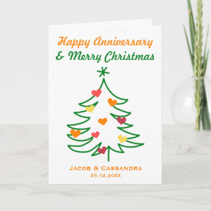 Christmas Tree Heart Christmas Anniversary Photo Card