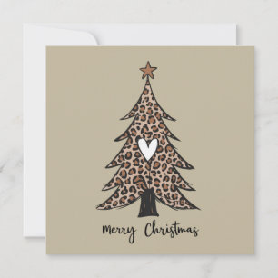 Christmas Tree Heart Leopard Gift Xmas Holiday Card