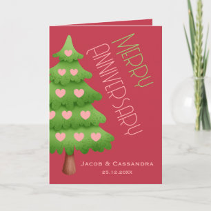 Christmas Tree Heart Merry Anniversary Photo Card