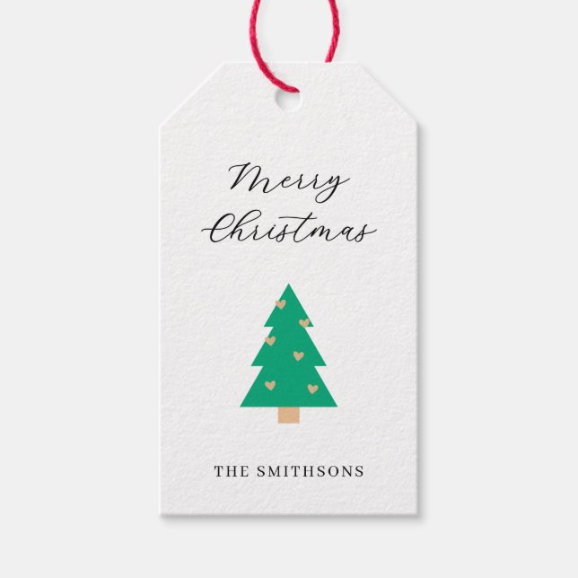 Christmas Tree Hearts Holiday  Gift Tags (Front)