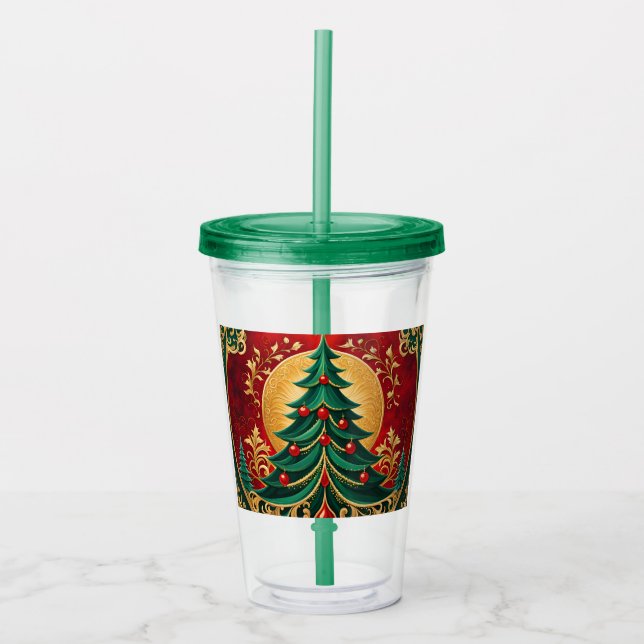 Christmas Tree Holiday Acrylic Tumbler (Front)