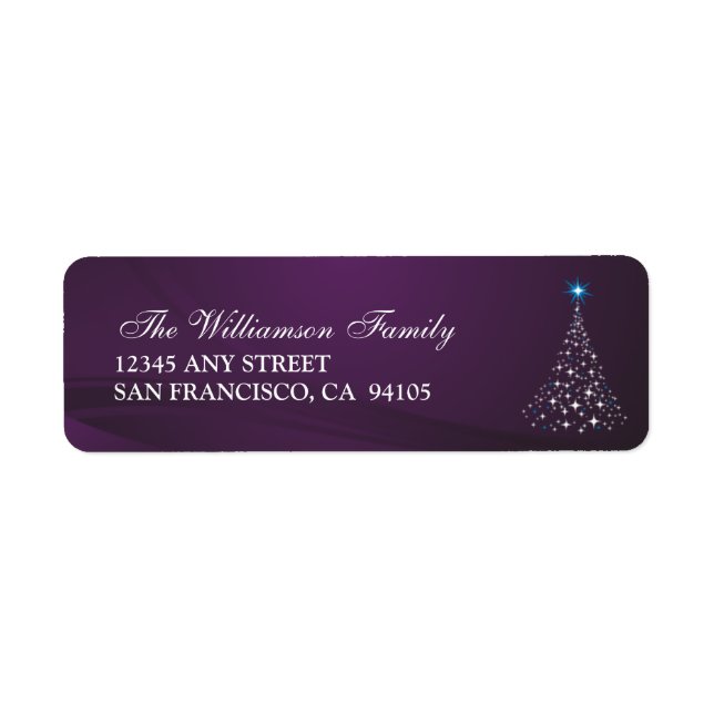 Christmas Tree Holiday Address Labels (purple) (Front)