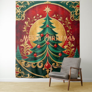 Christmas Tree Holiday Backdrop Tapestry