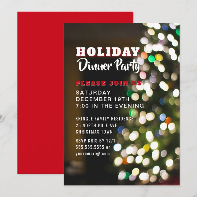 Christmas Tree Holiday Dinner Party Invitation (Front/Back)