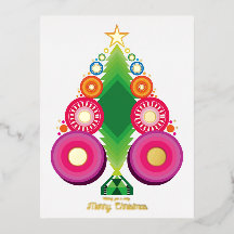 Christmas Tree Holiday Foil Gold Post Card