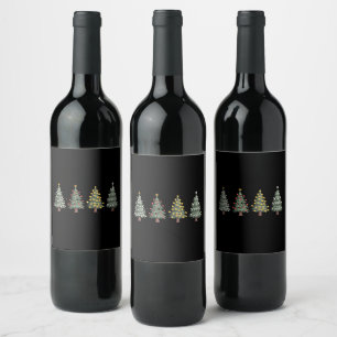 Christmas Tree Holiday Gift Winter  Wine Label