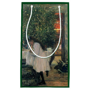 Christmas Tree Holiday Girl and Baby Vintage Art Small Gift Bag