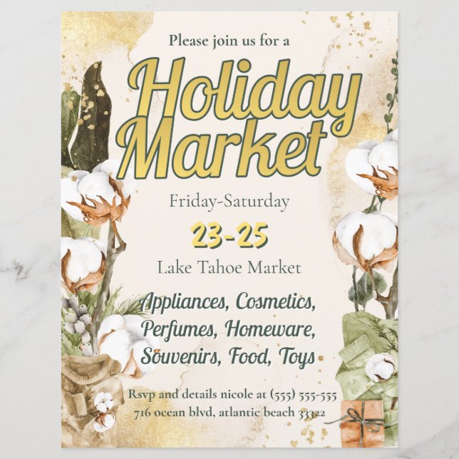 Christmas Tree Holiday Market Invitation (Front)