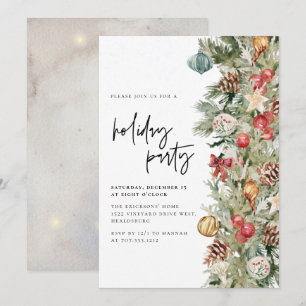 Christmas Tree Holiday Party Dinner Modern Script  Invitation