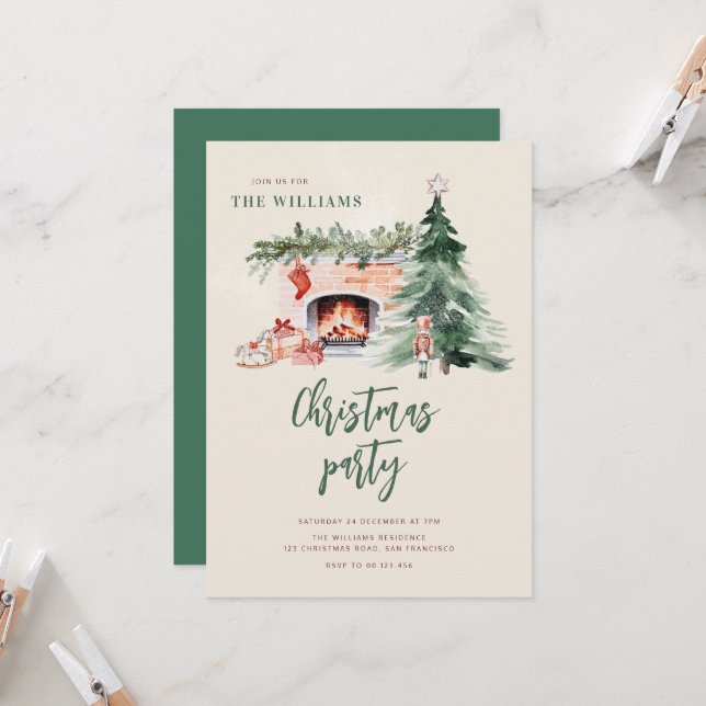 Christmas Tree Holiday Party Invitation (Front/Back In Situ)