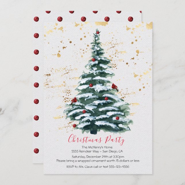 Christmas Tree Holiday Party Invitation (Front/Back)