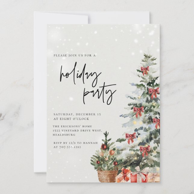 Christmas Tree Holiday Party Modern Xmas Invitation (Front)