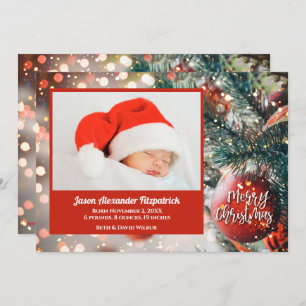Christmas Tree Holiday Photo Birth Announcements