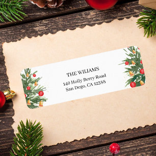 Christmas Tree Holiday Return Address 