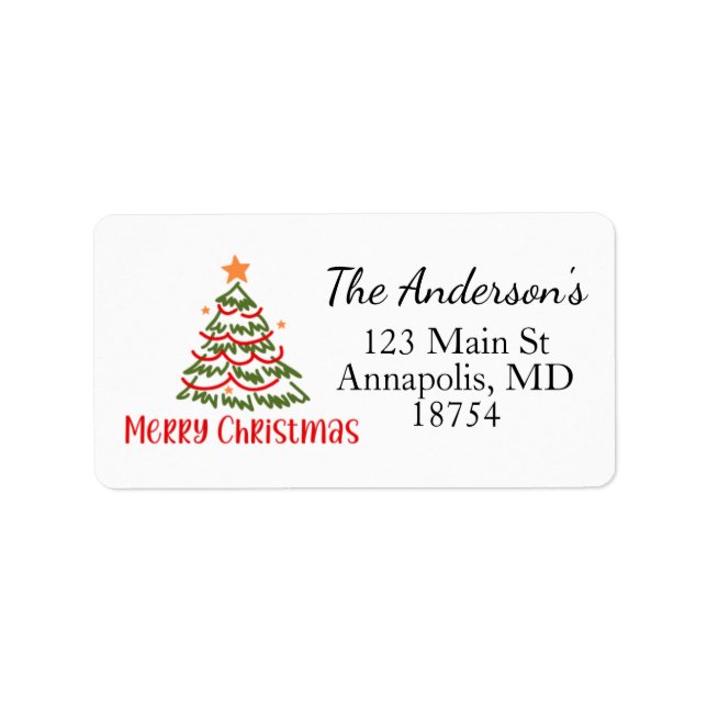 Christmas Tree Holiday Return Address Label (Front)