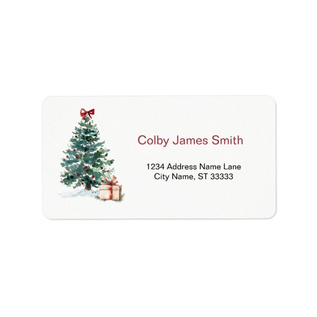 Christmas Tree Holiday Return Address Labels (Front)