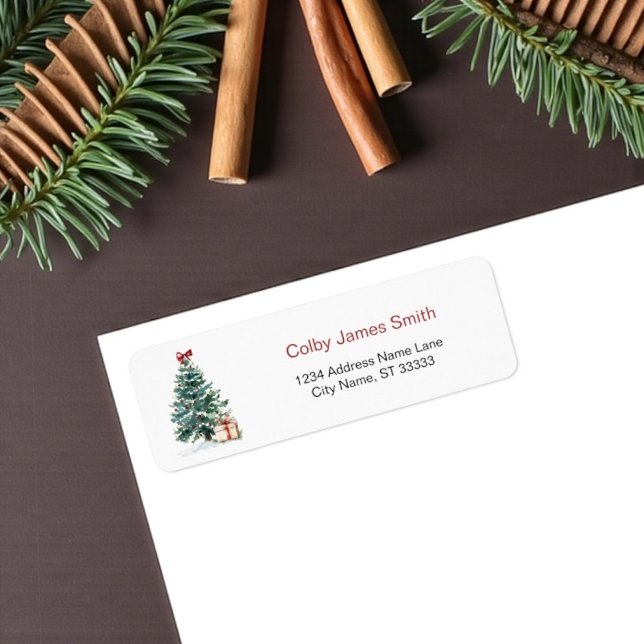 Christmas Tree Holiday Return Address Labels (Christmas tree on a holiday return address label)