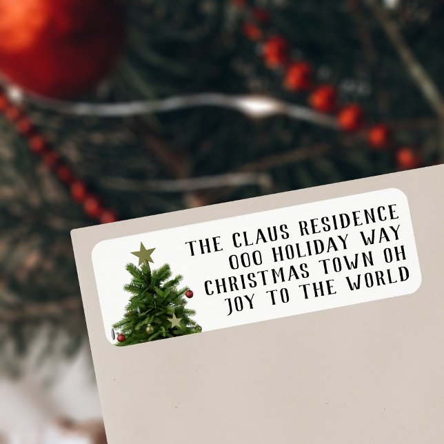 Christmas Tree Holiday Return Address Labels (Add your address to these festive Christmas tree labels)