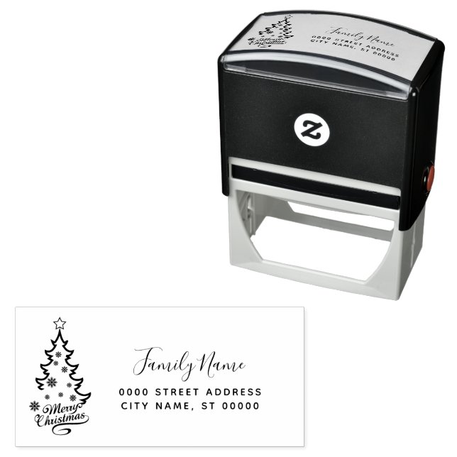 Christmas Tree Holiday Return Address Self-inking Stamp (In Situ)