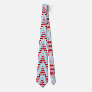 Christmas Tree Holiday Santa Flamingos on Cool Blu Tie