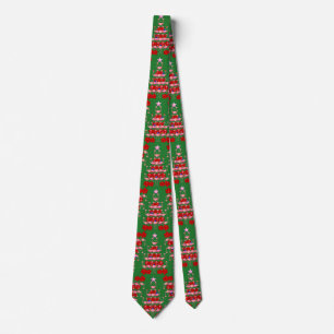 Christmas Tree Holiday Santa Flamingos on Green Tie