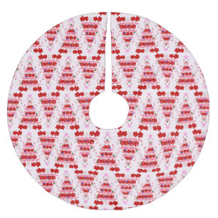Christmas Tree Holiday Santa Flamingos on Pink Brushed Polyester Tree Skirt