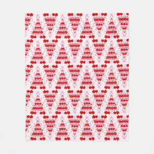 Christmas Tree Holiday Santa Flamingos on Pink Fleece Blanket