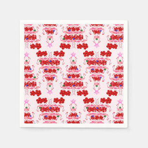 Christmas Tree Holiday Santa Flamingos on Pink Napkin