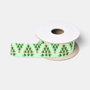 Christmas Tree Holiday Sea Turtles on Green Satin Ribbon