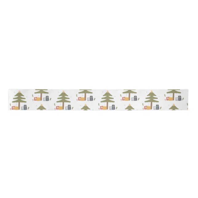 Christmas Tree Holiday Winter Family Gifts Satin Ribbon (Front)