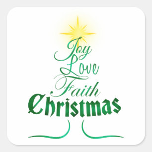 Christmas Tree Holiday Word Art Square Sticker