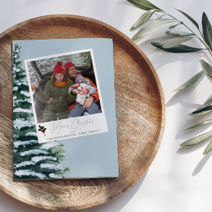 Christmas Tree Holly & Instant Photo -Blue Card V2