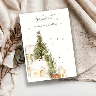 Christmas Tree House Snow 2 Earring Stud Holder Business Card