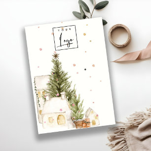 Christmas Tree House Snow Logo Earring Stud Holder Business Card