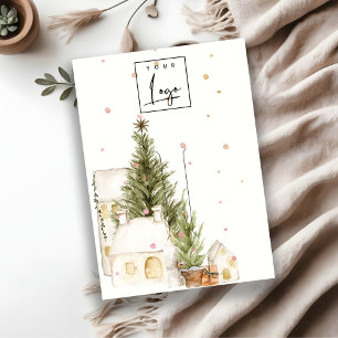 Christmas Tree Houses Snow Logo Hairclip Holder Business Card