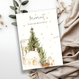 Christmas Tree Houses Snow Logo Necklace Holder Business Card