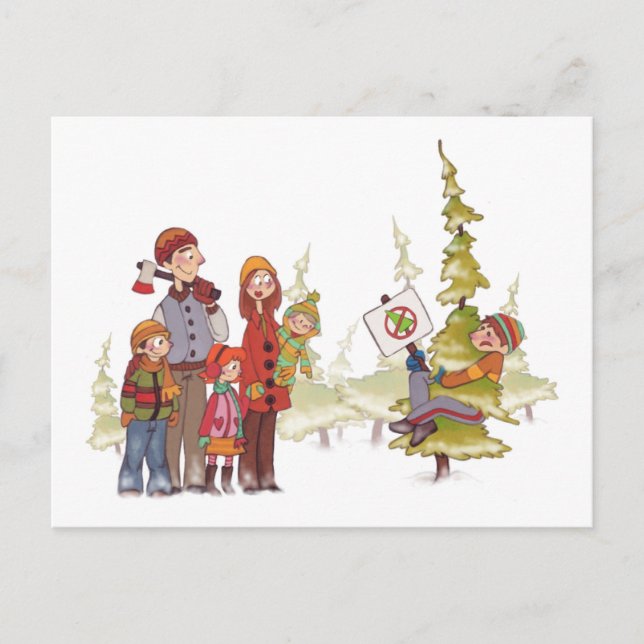 Christmas Tree Hugger Holiday POSTCARD (Front)