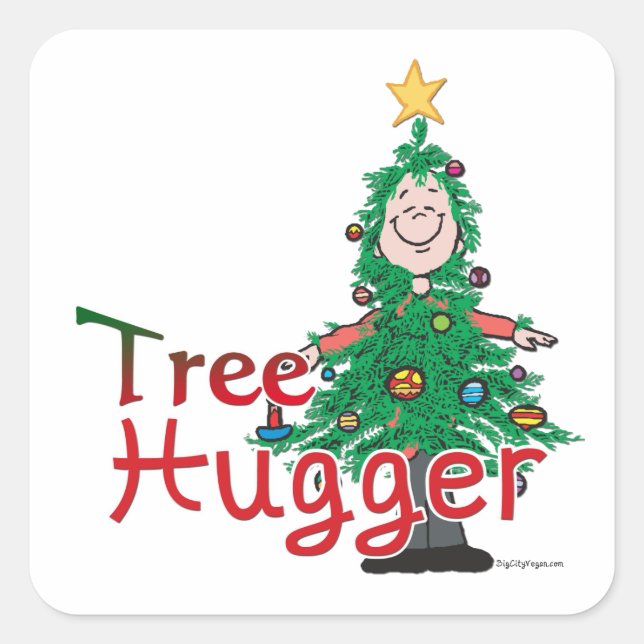 Christmas Tree Hugger Square Sticker (Front)