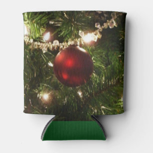 Christmas Tree I Holiday Pretty Green and Red Can Cooler