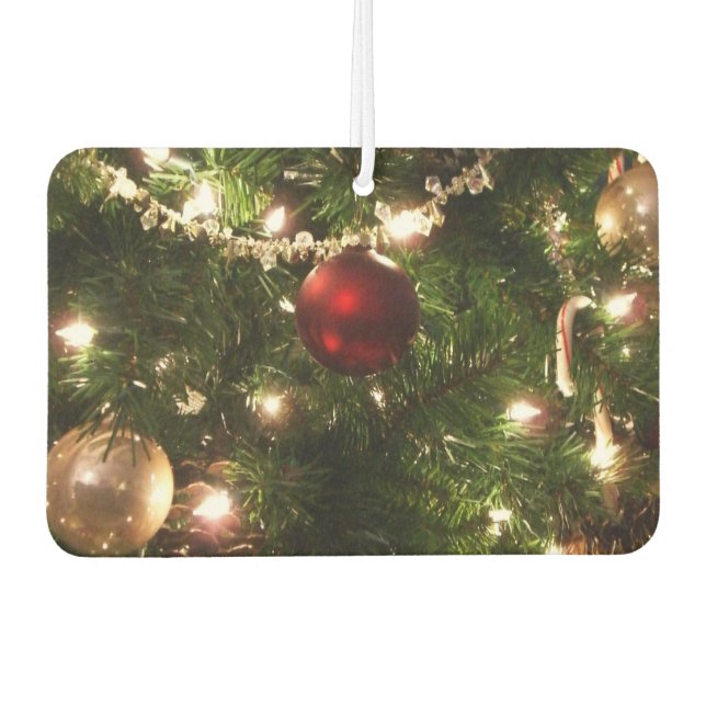 Christmas Tree I Holiday Pretty Green and Red Car Air Freshener (Front)