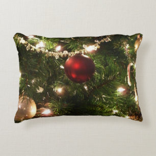 Christmas Tree I Holiday Pretty Green and Red Decorative Cushion