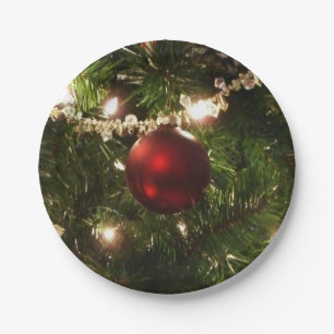 Christmas Tree I Holiday Pretty Green and Red Paper Plate