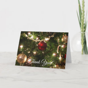Christmas Tree I Holiday Pretty Green and Red Thank You Card